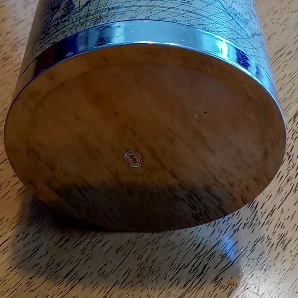 Vintage Old World Map Ice Bucket Mid Century Barware